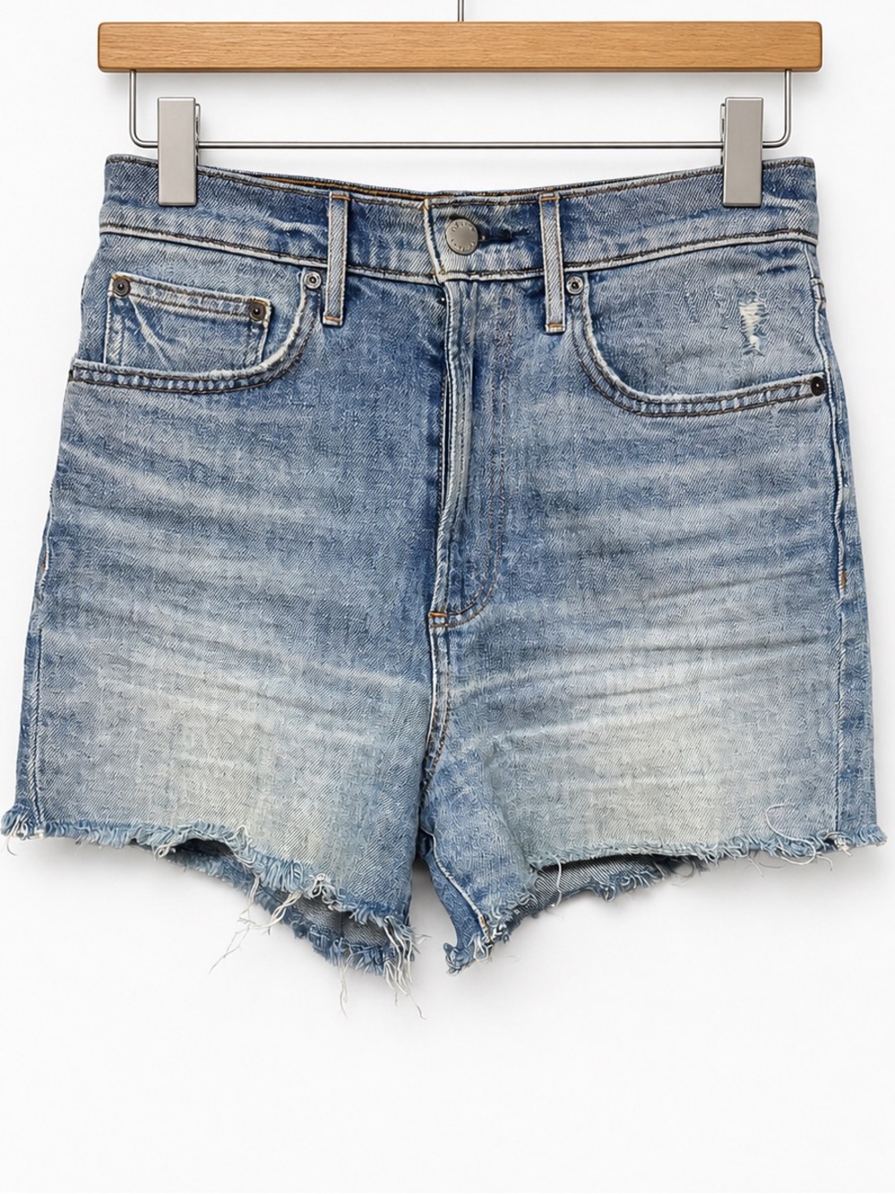 Aritzia Denim Forum Arlo Short 27 High Rise Cutoff Jean Shorts Light Wash